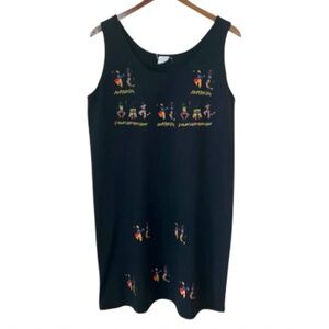 Vintage T-ZERS Antigua Feelin Hot Hot Hot Caribbean Dancers Black Tank Dress M